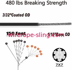 Cavo metallico d'acciaio rivestito d'attaccatura leggero del corredo della corda con il corredo della sospensione da 150 FT