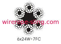 Cavi di sollevamento in acciaio tipo Warrington 6 X 24w + 7fc, cavo con fune metallica intrecciata