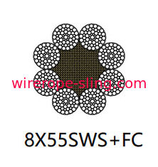 Corda in acciaio standard Jis / Astm 8 X 55 Sws Parallelo posato per il sollevamento