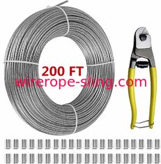 T316 acciaio inossidabile 1/8" cavo metallico degli aerei per cavo che recinta i corredi 200 FT