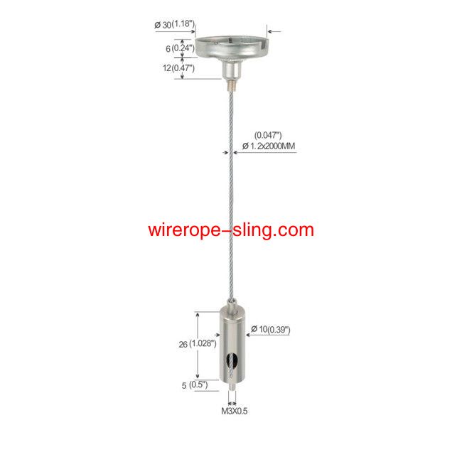 Wire Rope Hanging System Assembly with M5 Male Thread Use for Sling YW86015
