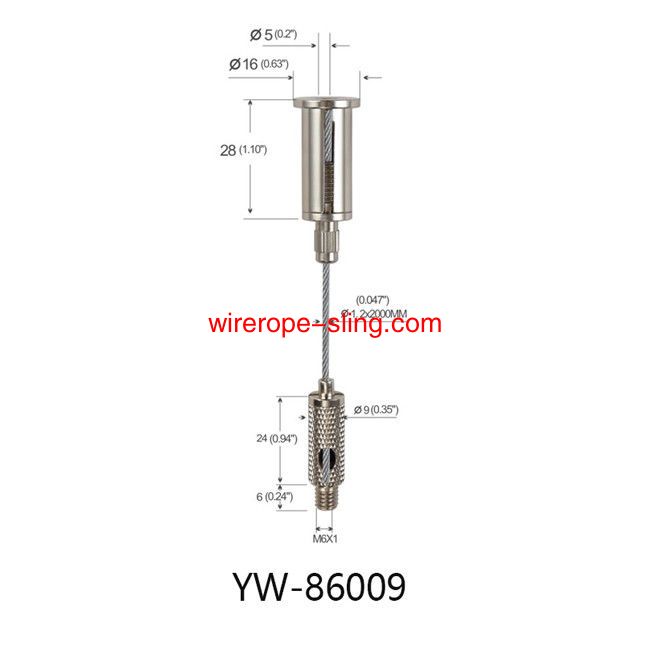 Brass Ceiling Attachment M6 Thread Wire Suspension System with Knurling YW86009