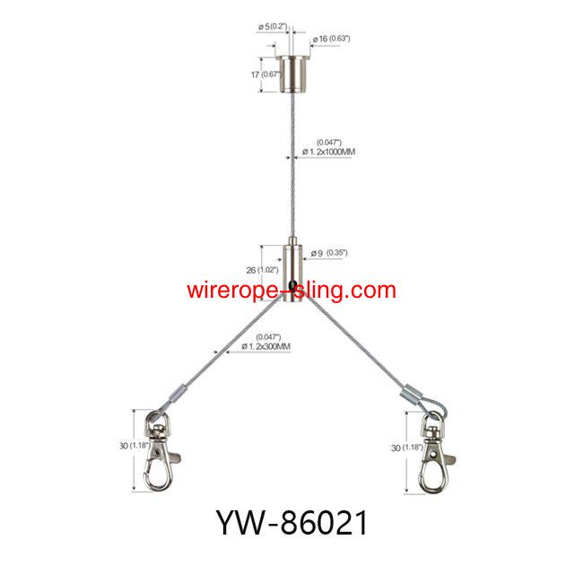 Brass Steel Three Holes Sospended Cable Lighting System with A Hook Gripper YW86019